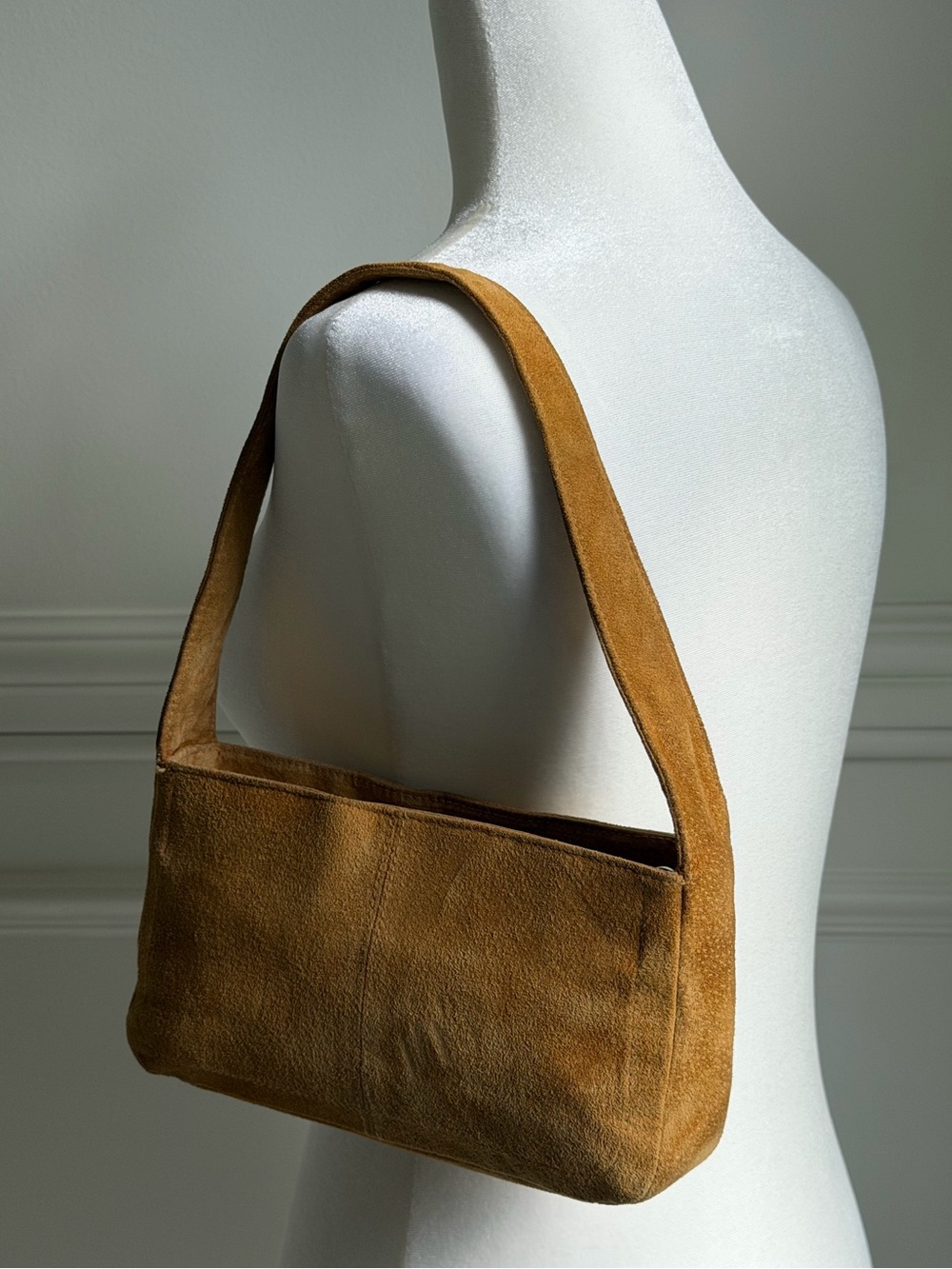 Wilson Leather Golden Beige Real Suede Shoulder Bag